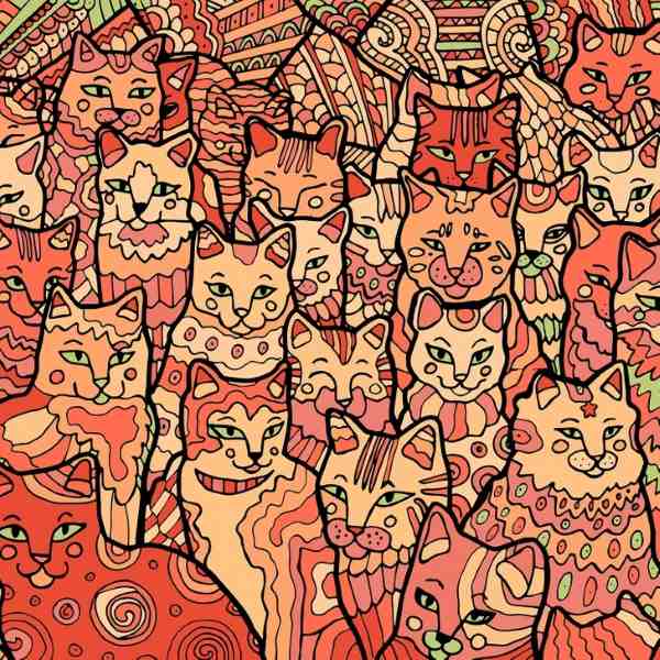 Optiskā ilūzija cilvēkiem ar ērgļa redzi: tev jāatrod zvaigzne starp kaķiem.