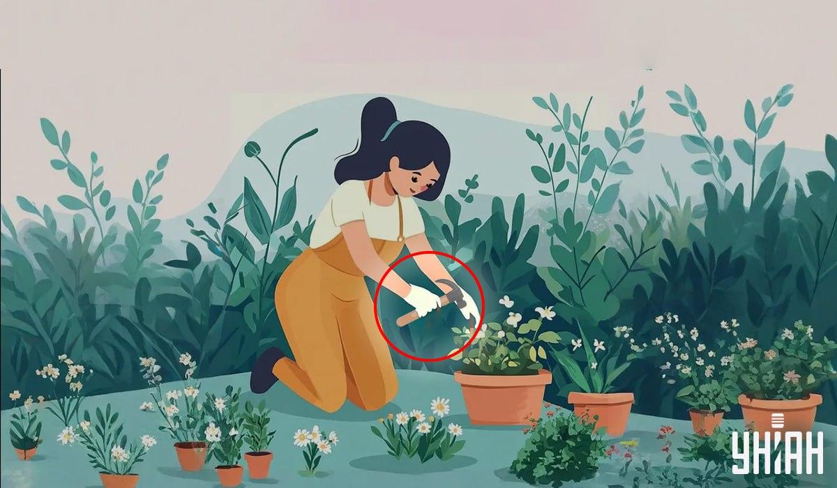 Sieviete ar āmuru rokās / Moje kolāža