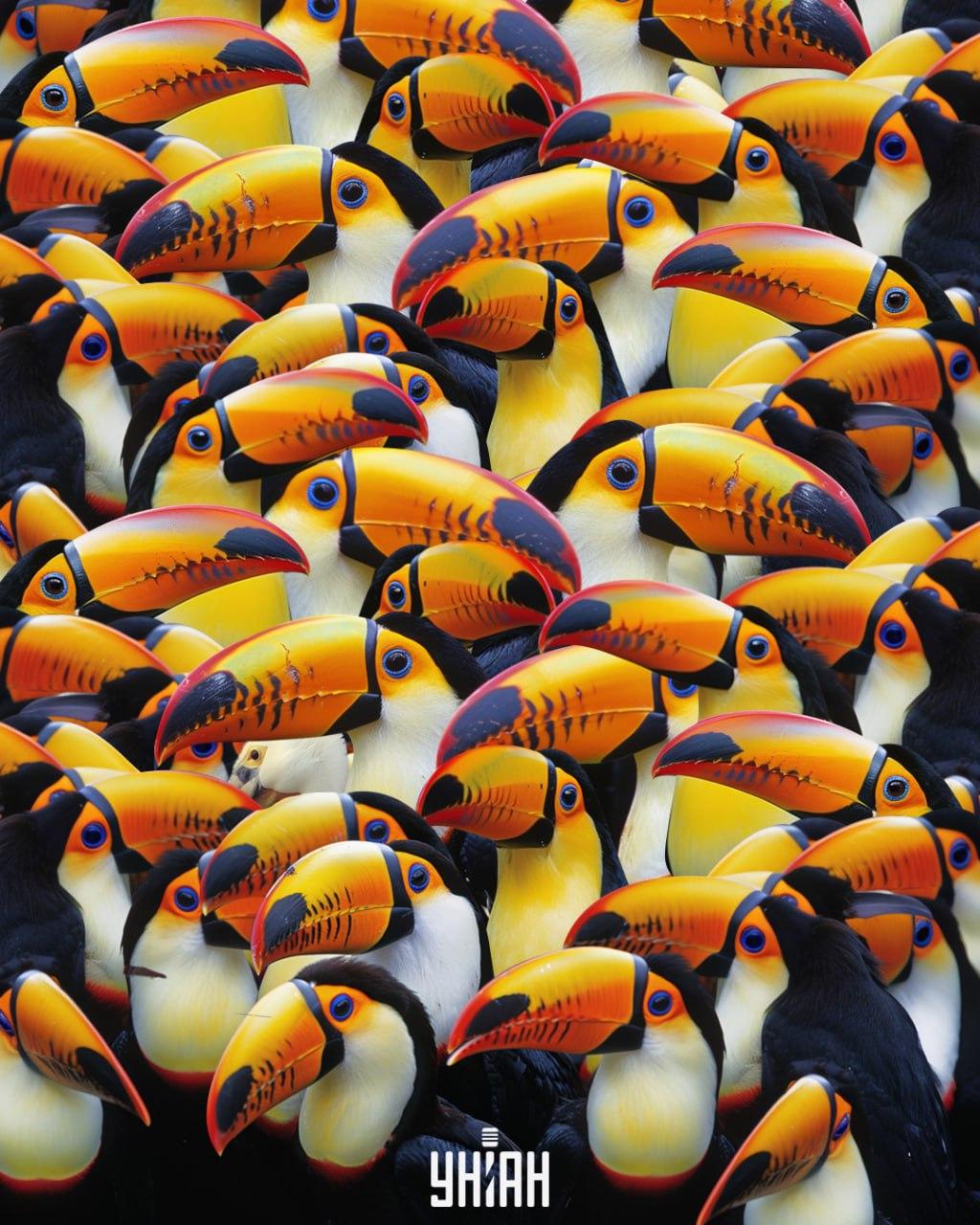 Atrast pelikānu starp tukāniem 7 sekundēs / Moje kolāža